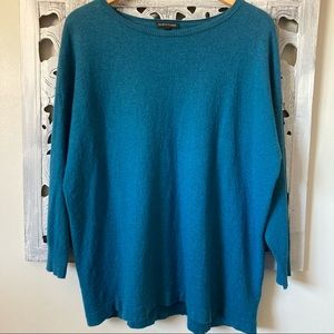 Eileen Fisher teal blue wool blend sweater
